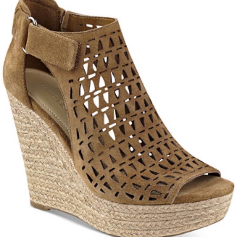 Marc Fisher perforated suede wedges size 9.5